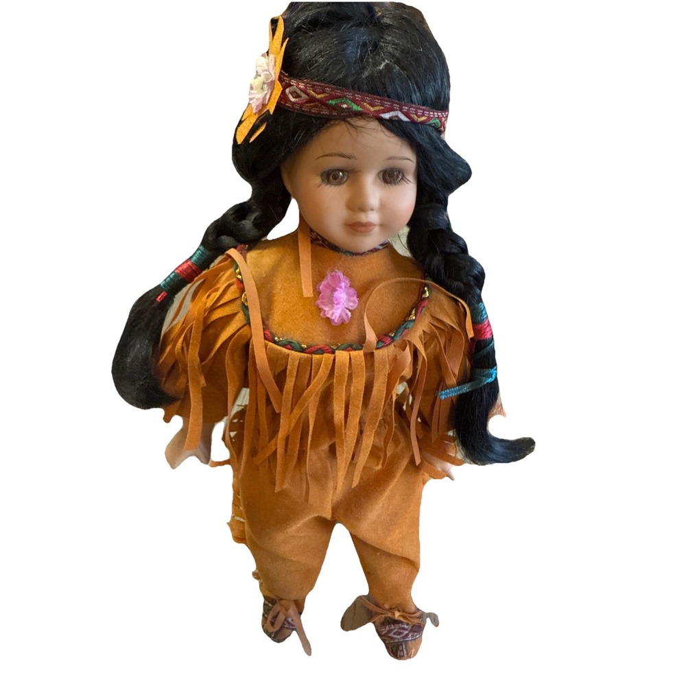Ashley Belle Porcelain Keepsakes Fine Bisque Porcelain Indian Doll B58